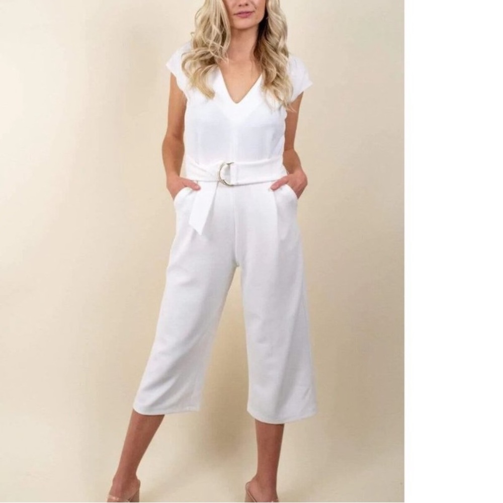White jumpsuit with belt, PERFECT FOR BRIDES!